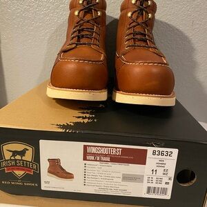 Irish Setter Brown Leather Boots Classic Ankle-High Design Steel Toe.NEW